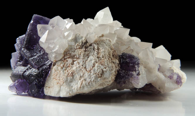 Fluorite on Quartz with Barite from Caravia-Berbes District, Asturias, Spain