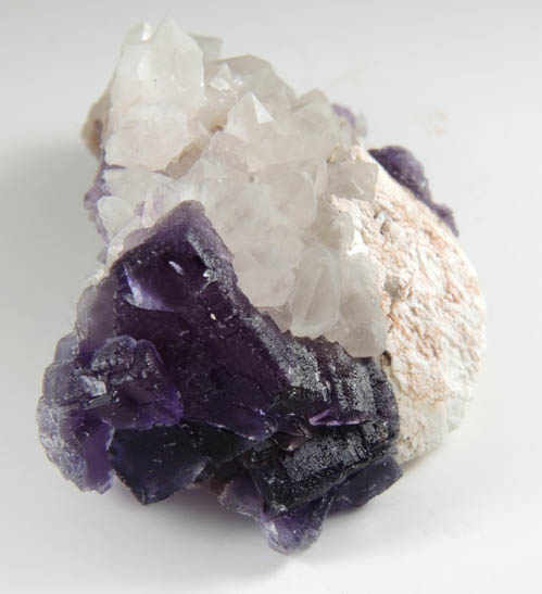 Fluorite on Quartz with Barite from Caravia-Berbes District, Asturias, Spain