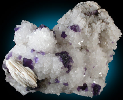 Barite and Fluorite on Quartz from Caravia-Berbes District, Asturias, Spain