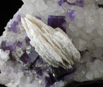 Barite and Fluorite on Quartz from Caravia-Berbes District, Asturias, Spain