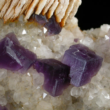 Fluorite on Quartz with Barite from Caravia-Berbes District, Asturias, Spain