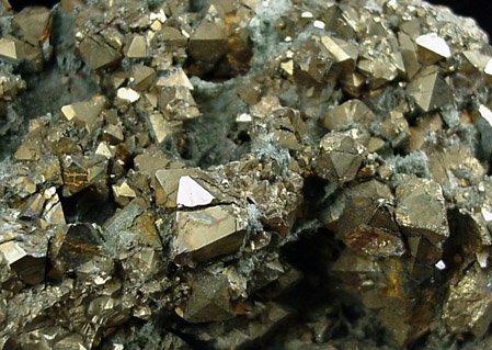 Pyrite in Actinolite from French Creek Iron Mine, St. Peters, Chester County, Pennsylvania