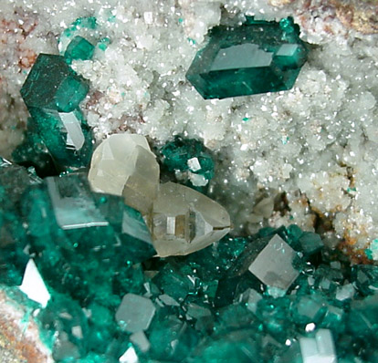 Dioptase and Cerussite from Tsumeb Mine, Otavi-Bergland District, Oshikoto, Namibia