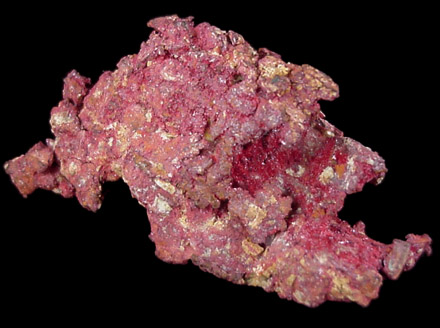Cuprite var. Chalcotrichite on Native Copper from Ray Mine, Pinal County, Arizona