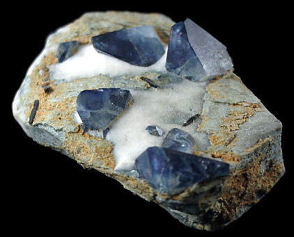 Benitoite in Natrolite from Benitoite Gem Mine, San Benito County, California (Type Locality for Benitoite)