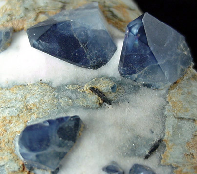 Benitoite in Natrolite from Benitoite Gem Mine, San Benito County, California (Type Locality for Benitoite)