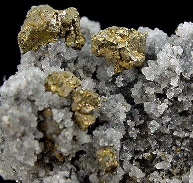 Chalcopyrite on Quartz from Pilot Knob Mine, Iron County, Missouri