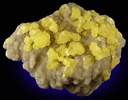 Sulfur on Aragonite from Agrigento District (Girgenti), Sicily, Italy