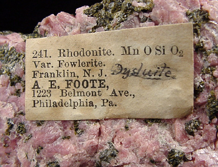 Rhodonite and Gahnite var. Dysluite from Franklin Mining District, Sussex County, New Jersey