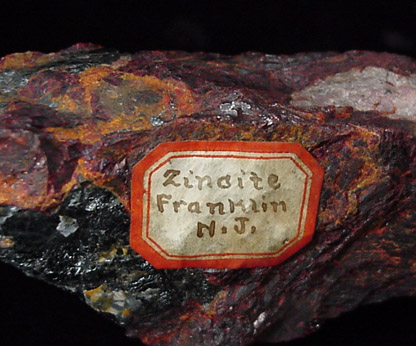 Zincite from Franklin Mining District, Sussex County, New Jersey (Type Locality for Zincite)
