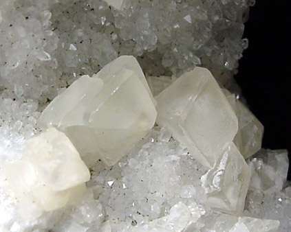 Calcite on Quartz from Upper New Street Quarry, Paterson, Passaic County, New Jersey