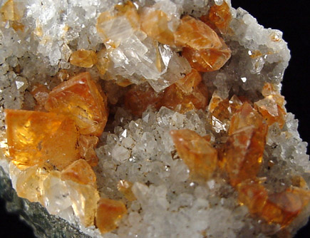 Calcite on Quartz from Prospect Park Quarry, Prospect Park, Passaic County, New Jersey