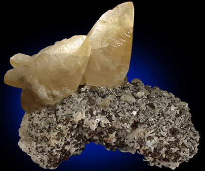 Calcite, Chalcopyrite on Dolomite from Picher District, Ottawa County, Oklahoma