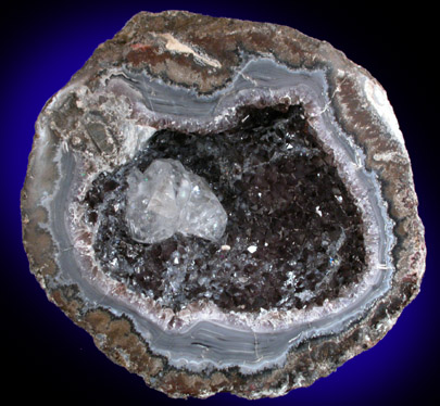 Calcite in Quartz Geode from Las Choyas, Chihuahua, Mexico