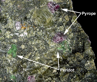 Kimberlite with Pyrope and Peridot from South Africa