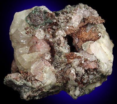 Copper in Calcite from Mass Mine, Ontonagon County, Michigan