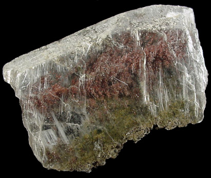Copper included in Gypsum var. Selenite from Mission Mine, south of Tucson, Pima County, Arizona