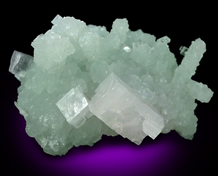 Apophyllite on Prehnite from Mumbai, Maharashtra, India