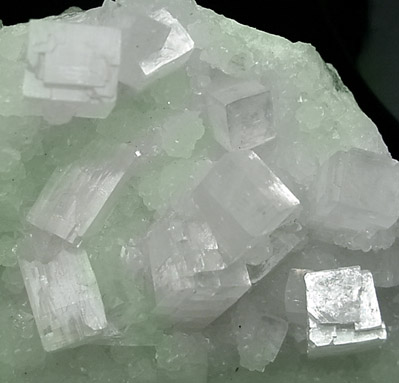 Apophyllite on Prehnite from Mumbai, Maharashtra, India