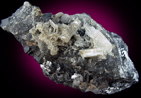 Valentinite on Galena from Prbram, Central Bohemia, Czech Republic