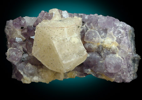 Calcite on Amethyst Quartz from Rio Grande do Sul, Brazil