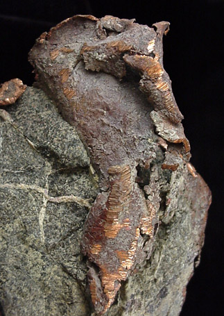 Copper in Cuprite, Hematite ore from Ray Mine, Mineral Creek District, Pinal County, Arizona