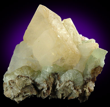 Calcite on Prehnite from Roncari Quarry, East Granby, Hartford County, Connecticut