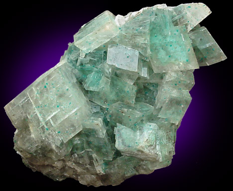 Dioptase on Calcite from Tsumeb Mine, Otavi-Bergland District, Oshikoto, Namibia