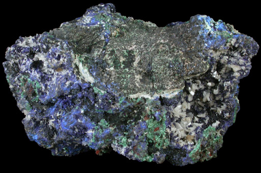 Cerussite on Azurite from Tsumeb Mine, Otavi-Bergland District, Oshikoto, Namibia