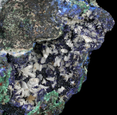 Cerussite on Azurite from Tsumeb Mine, Otavi-Bergland District, Oshikoto, Namibia