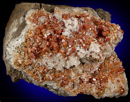 Vanadinite and Calcite from Apex Mine, San Carlos, Manuel Benavides, Chihuahua, Mexico