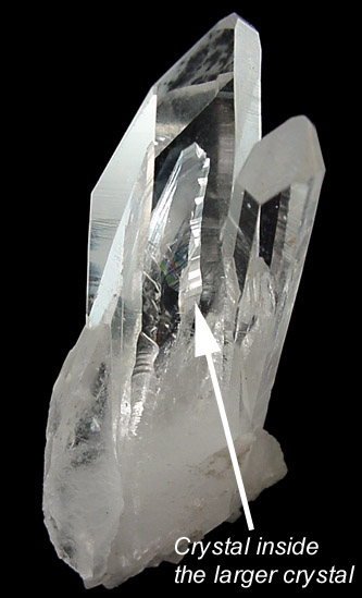 Quartz included in Quartz from Hot Springs, Garland County, Arkansas