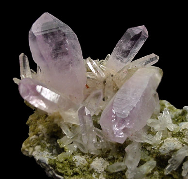 Quartz var. Amethyst with Epidote from Piedra Parada, near Las Vigas, Tatatila, Veracruz, Mexico