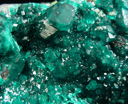 Dioptase on Calcite from Tsumeb Mine, Otavi-Bergland District, Oshikoto, Namibia