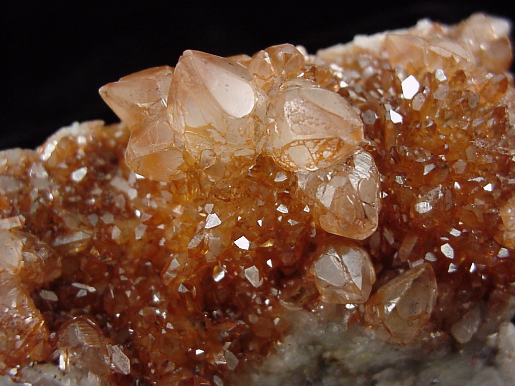 Calcite on Quartz with Limonite coating from Cumbria, England