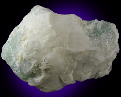 Thaumasite on Prehnite from Fairfax Quarry, 6.4 km west of Centreville, Fairfax County, Virginia