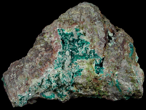 Dioptase on Calcite from Tsumeb Mine, Otavi-Bergland District, Oshikoto, Namibia