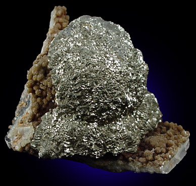 Pyrite with Siderite on Barite from Julcani District, Angaraes, Huancavelica Department, Peru