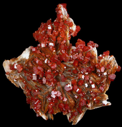 Vanadinite on Barite from Mibladen, Morocco