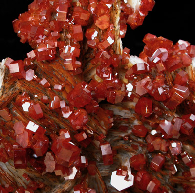 Vanadinite on Barite from Mibladen, Morocco