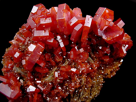 Vanadinite on Barite from Mibladen, Morocco