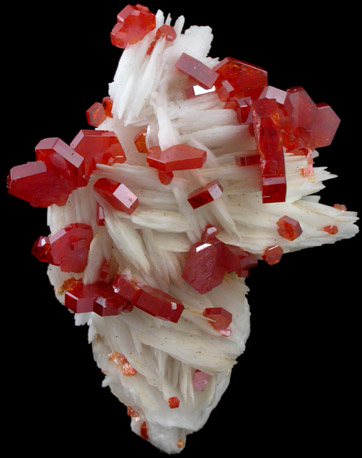 Vanadinite on Barite from Mibladen, Haute Moulouya Basin, Zeida-Aouli-Mibladen belt, Midelt Province, Morocco