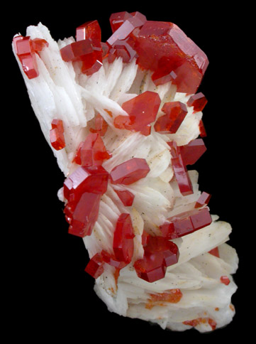 Vanadinite on Barite from Mibladen, Haute Moulouya Basin, Zeida-Aouli-Mibladen belt, Midelt Province, Morocco