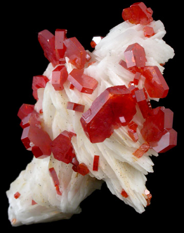 Vanadinite on Barite from Mibladen, Haute Moulouya Basin, Zeida-Aouli-Mibladen belt, Midelt Province, Morocco