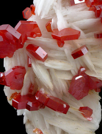 Vanadinite on Barite from Mibladen, Haute Moulouya Basin, Zeida-Aouli-Mibladen belt, Midelt Province, Morocco