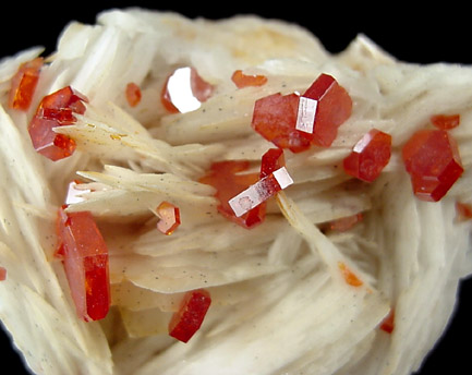 Vanadinite on Barite from Mibladen, Morocco