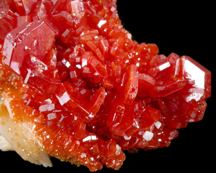 Vanadinite on Barite from Mibladen, Haute Moulouya Basin, Zeida-Aouli-Mibladen belt, Midelt Province, Morocco