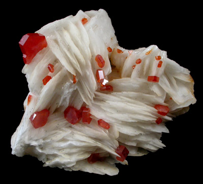 Vanadinite on Barite from Mibladen, Morocco