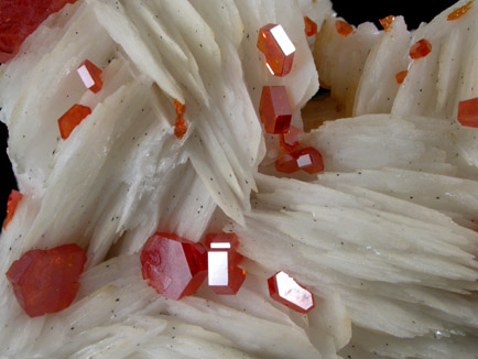 Vanadinite on Barite from Mibladen, Morocco