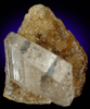 Gypsum var. Selenite on Calcite from Morocco